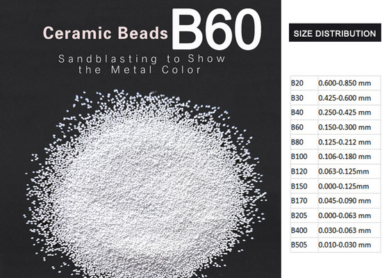 Fonte de sopro cerâmica da fábrica do tamanho 0.125-0.250mm dos meios B60 de ZrO2 62%